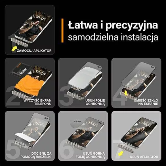 PanzerGlass Matrix D3O rPET hibrid üveg fekete szegéllyel felhelyezést segítő kerettel iPhone 15 Pro