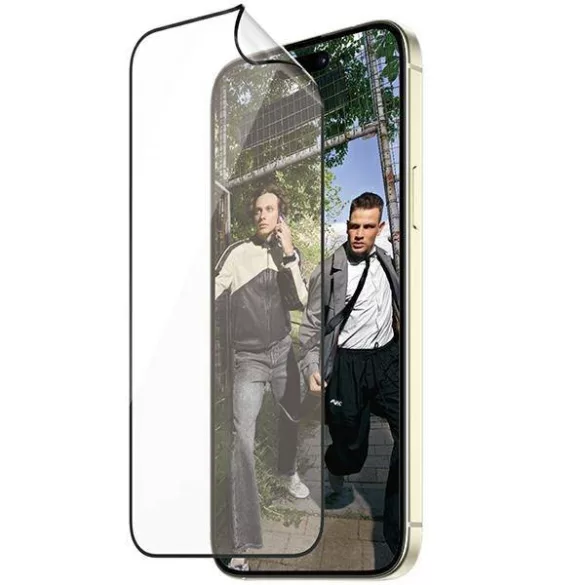 PanzerGlass Matrix D3O rPET hibrid üveg fekete szegéllyel felhelyezést segítő kerettel iPhone 15 Plus