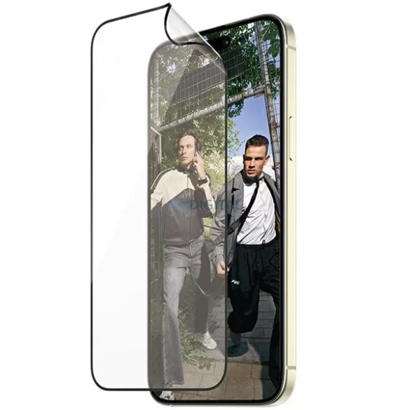 PanzerGlass Matrix D3O rPET hibrid üveg fekete szegéllyel felhelyezést segítő kerettel iPhone 15 Plus