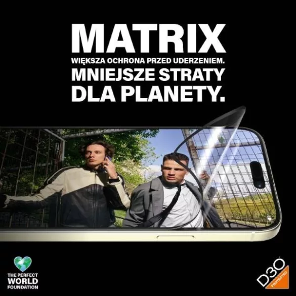 PanzerGlass Matrix D3O rPET hibrid üveg fekete szegéllyel felhelyezést segítő kerettel iPhone 15 Plus
