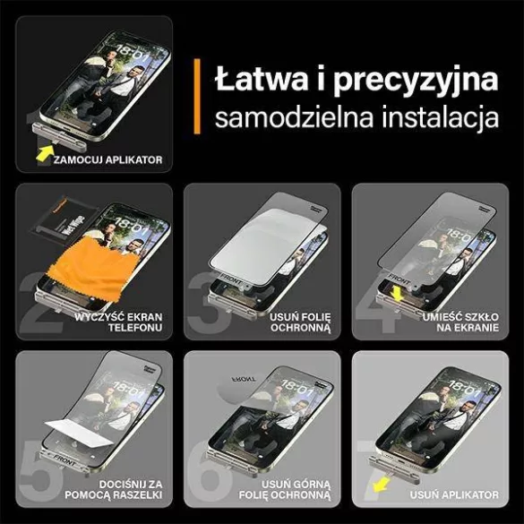 PanzerGlass Matrix D3O rPET hibrid üveg fekete szegéllyel felhelyezést segítő kerettel iPhone 15 Plus