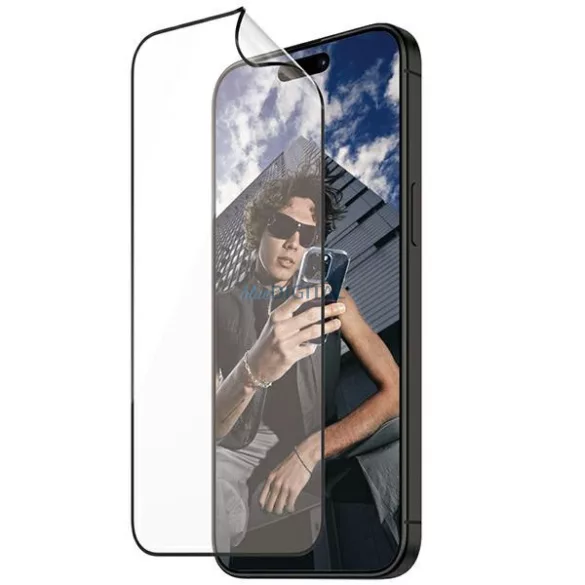 PanzerGlass Matrix D3O rPET hibrid üveg fekete szegéllyel felhelyezést segítő kerettel iPhone 15 Pro Max