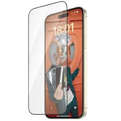   PanzerGlass Re:fresh Glass oleofób edzett üveg fekete szegéllyel felhelyezést segítő kerettel iPhone 15 Plus