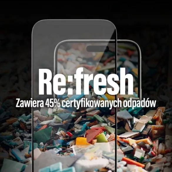 PanzerGlass Re:fresh Glass oleofób edzett üveg fekete szegéllyel felhelyezést segítő kerettel iPhone 15 Plus