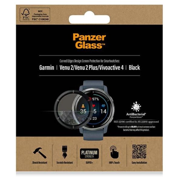 PanzerGlass SmartWatch Garmin Venu 2 /Venu 2 Plus/Vivoactive 4 fekete 3652 fólia