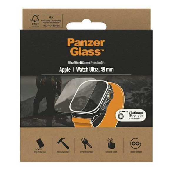 PanzerGlass Ultra-Wide Fit Apple Watch Ultra 49mm Platina erősségű képernyővédő fólia