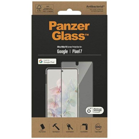 PanzerGlass Ultra-Wide Fit Pixel 7 antibakteriális fekete kijelzővédő fólia