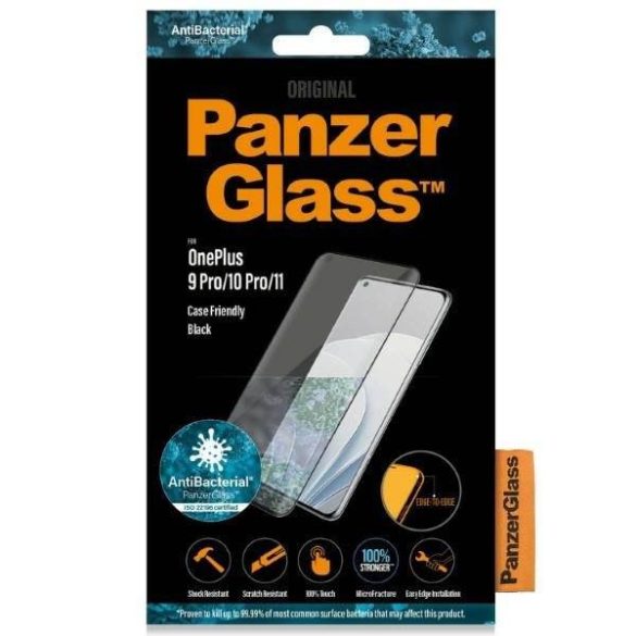 PanzerGlass E2E MicroFracture OnePlus 9 Pro/10 Pro/11 tokbarát fekete antibakteriális fólia