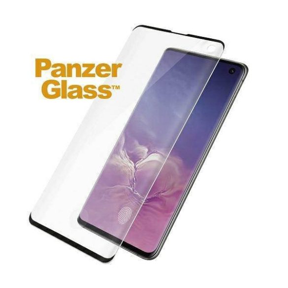 PanzerGlass lekerekített Super+ Samsung Galaxy S10 G973 tokbarát ujjlenyomat-mentes fekete képernyővédő fólia