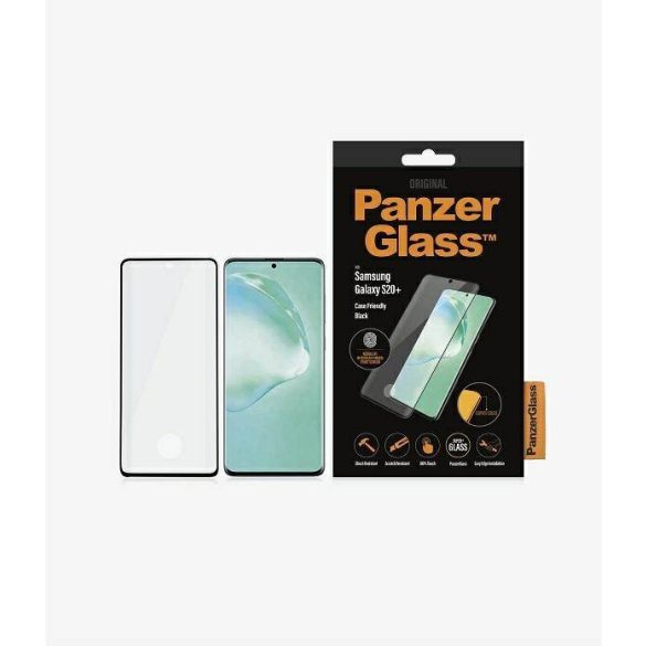 PanzerGlass lekerekített Super+ Samsung Galaxy S20+ G985 tokbarát ujjlenyomat-mentes fekete képernyővédő fólia