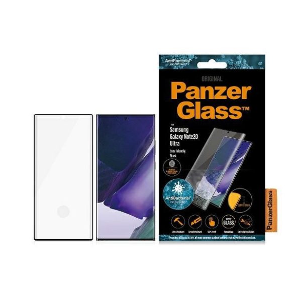 PanzerGlass Curved Super+ Samsung Galaxy Note 20 Ultra N985 tokbarát ujjlenyomat antibakteriális fekete fólia