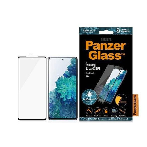PanzerGlass E2E Microfracture Samsung Galaxy S20 FE G781 tokbarát ujjlenyomat-mentes antibakteriális fekete kijelzővédő fólia