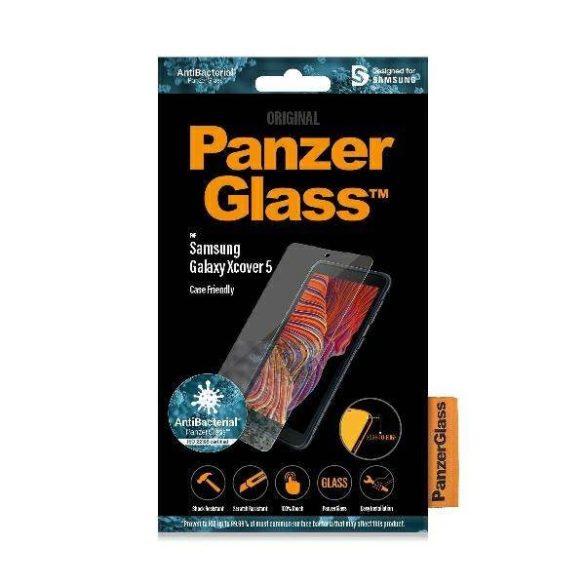 PanzerGlass Pro E2E Regular Samsung Galaxy Xcover 5 G525 antibakteriális tokbarát fekete képernyővédő fólia