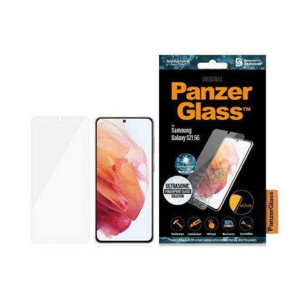 PanzerGlass E2E Microfracture Samsung Galaxy S21 G991 tokbarát ujjlenyomat-mentes antibakteriális fekete képernyővédő fólia