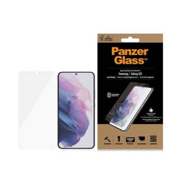 PanzerGlass E2E Microfracture Samsung Galaxy S22 G901 tokbarát antibakteriális fekete képernyővédő fólia