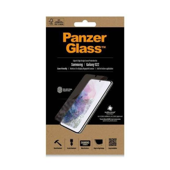 PanzerGlass E2E Microfracture Samsung Galaxy S22 G901 tokbarát antibakteriális fekete képernyővédő fólia