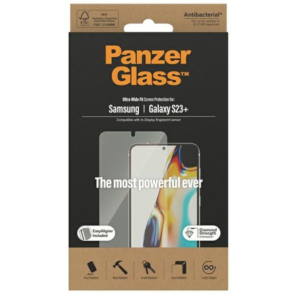 PanzerGlass Ultra-Wide Fit Samsung Samsung Galaxy S23+ S916 képernyővédelem 7316 applikátorral fólia