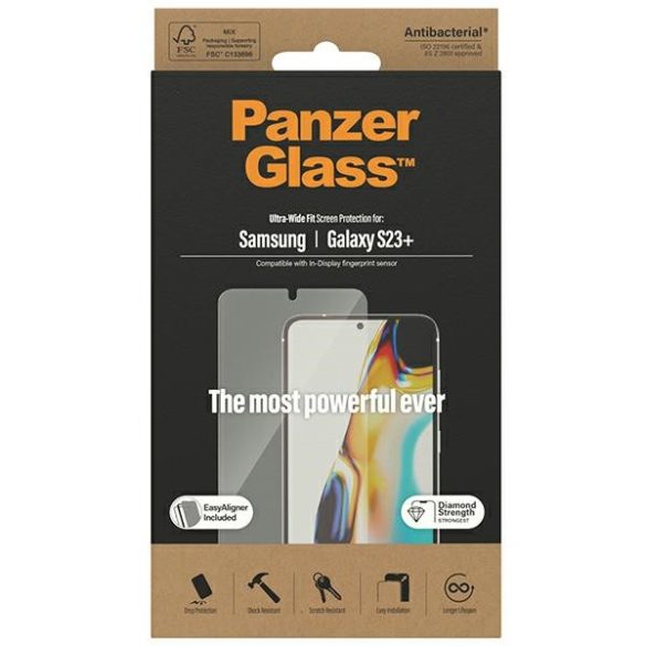 PanzerGlass Ultra-Wide Fit Sam Samsung Galaxy S23+ S916 képernyővédelem 7316 applikátorral fólia
