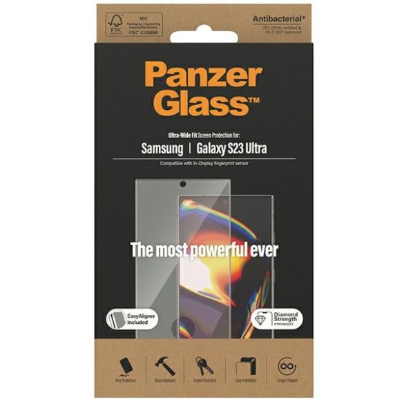 PanzerGlass Ultra-Wide Fit Sam Samsung Galaxy S23 UltraS918 képernyővédelem 7317 applikátorral fólia