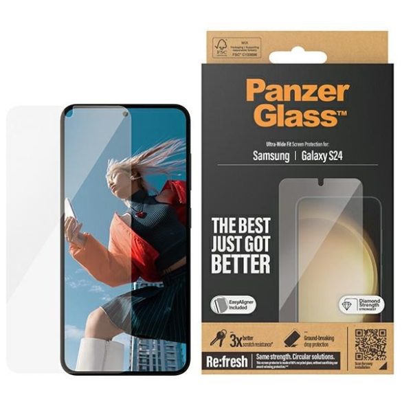 PanzerGlass Ultra-Wide Fit üvegfólia felhelyezést segítő applikátorral Samsung Galaxy S24