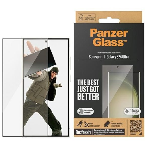 PanzerGlass Ultra-Wide Fit üvegfólia felhelyezést segítő applikátorral Samsung Galaxy S24 Ultra