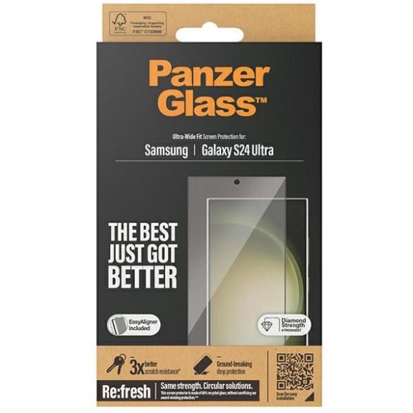 PanzerGlass Ultra-Wide Fit üvegfólia felhelyezést segítő applikátorral Samsung Galaxy S24 Ultra