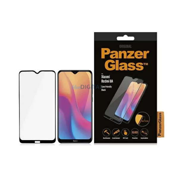 PanzerGlass E2E Regular edzett üveg fekete szegéllyel Xiaomi Redmi 8A