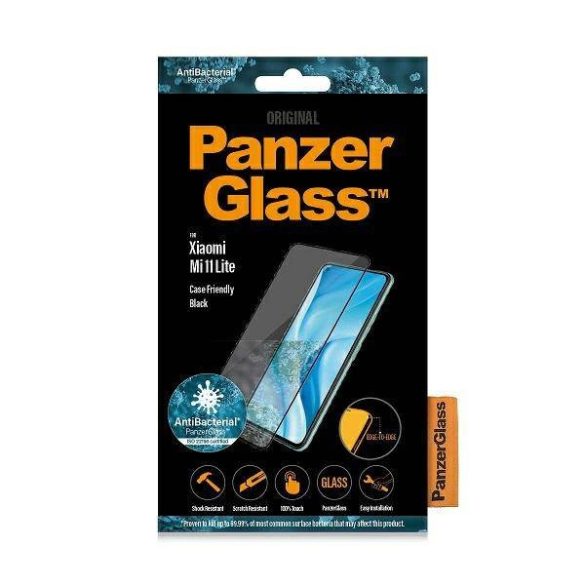 PanzerGlass E2E Regular Xiaomi Mi 11 Lite 5G, tokbarát antibakteriális fekete képernyővédő fólia