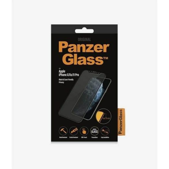 PanzerGlass E2E Super+ iPhone X/XS /11 Pro tokbarát Privacy fekete kijelzővédő fólia