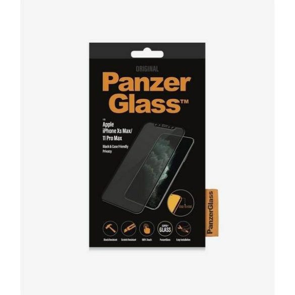 PanzerGlass E2E Super+ iPhone Xs Max /11 Pro Max tokbarát Privacy fekete kijelzővédő fólia