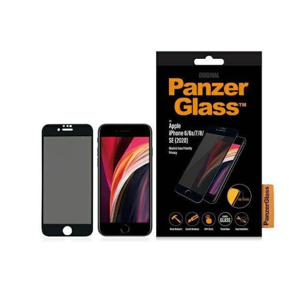 PanzerGlass E2E Super+ iPhone 6/6s/7/8 /SE 2020 / SE 2022 tokbarát Privacy fekete képernyővédő fólia