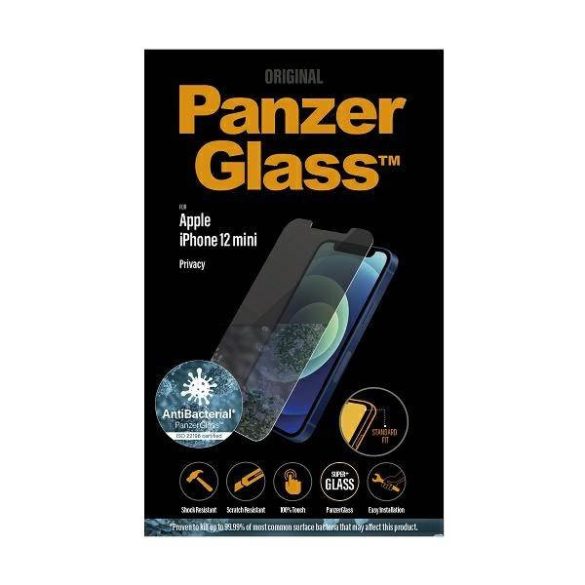PanzerGlass Standard Super+ iPhone 12 Mini Privacy antibakteriális képernyővédő fólia