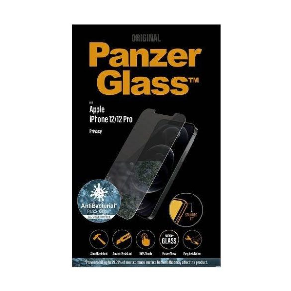 PanzerGlass Standard Super+ iPhone 12/12 Pro Privacy antibakteriális képernyővédő fólia