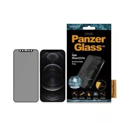   PanzerGlass E2E Super+ iPhone 12/12 Pro tokbarát antibakteriális mikrofraktúrás Privacy fekete kijelzővédő fólia