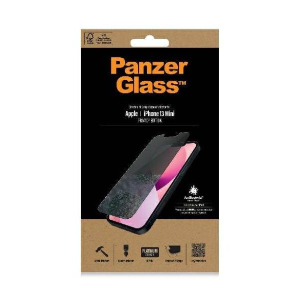 PanzerGlass Standard Super+ iPhone 13 Mini 5,4" Privacy antibakteriális képernyővédő fólia