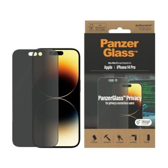 PanzerGlass Ultra-Wide Fit iPhone 14 Pro 6,1" Privacy Screen Protection antibakteriális képernyővédő fólia