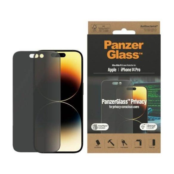PanzerGlass Ultra-Wide Fit iPhone 14 Pro 6,1" Privacy Screen Protection antibakteriális Easy Aligner képernyővédő fólia