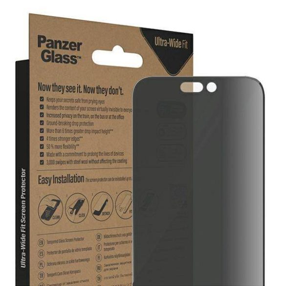 PanzerGlass Ultra-Wide Fit iPhone 14 Pro Max 6,7" Privacy Screen Protection antibakteriális Easy Aligner képernyővédő fólia 