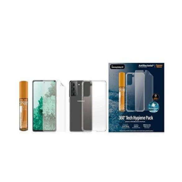 PanzerGlass készlet Start Samsung Galaxy S21 TPU képernyővédő fólia + Tok átlátszó tok + 30ml spray