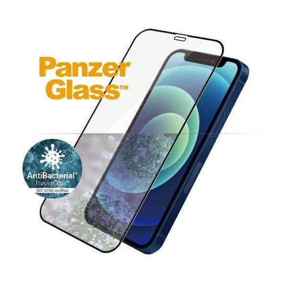 PanzerGlass Pro E2E Super+ iPhone 12 Mini tokbarát antibakteriális mikrofraktúrás fekete képernyővédő fólia