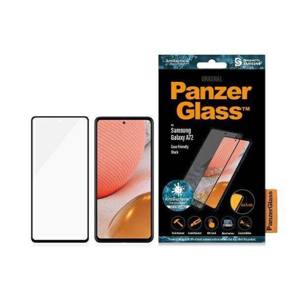 PanzerGlass E2E Microfracture Samsung Galaxy A72 A725 tokbarát antibakteriális fekete képernyővédő fólia