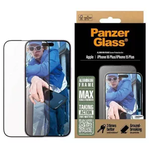 PanzerGlass AluminumFrame edzett üveg fekete szegéllyel iPhone 15 Plus/16 Plus