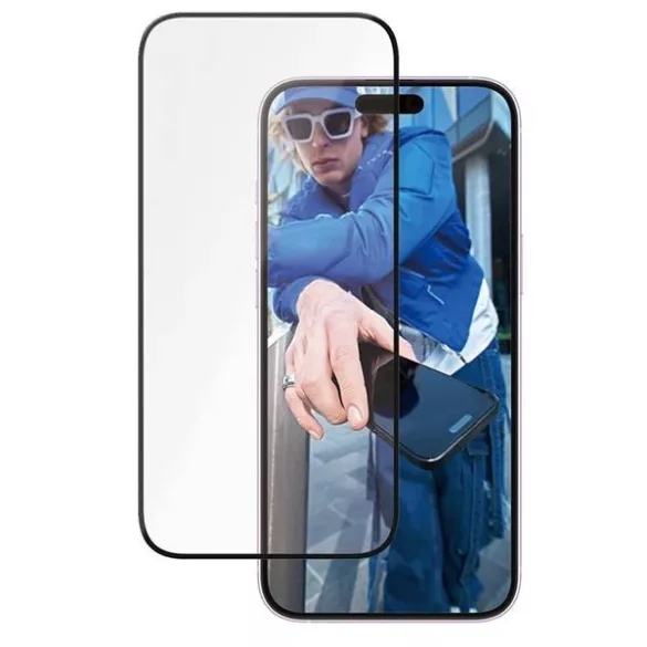 PanzerGlass Ceramic Screen Protector kerámiaüveg fekete szegéllyel felhelyezést segítő kerettel iPhone 15 Plus/16 Plus