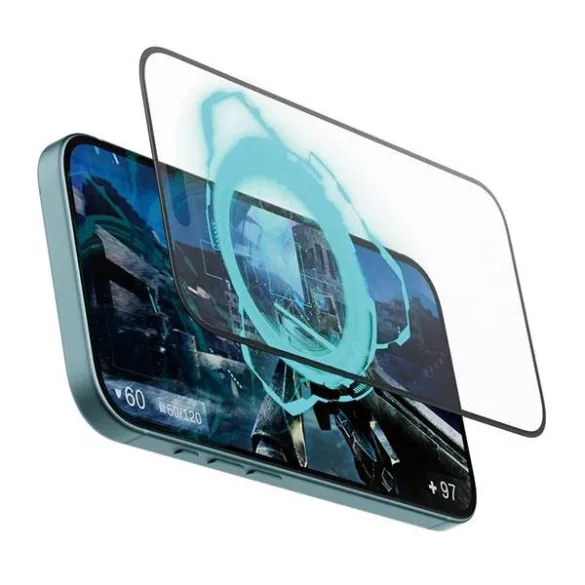 PanzerGlass Gaming matt edzett üveg fekete szegéllyel felhelyezést segítő kerettel iPhone 15/16