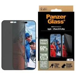   PanzerGlass adatvédelmi képernyővédő iPhone 16 Pro Max 6,9" – rendkívül széles illesztésű P2864
