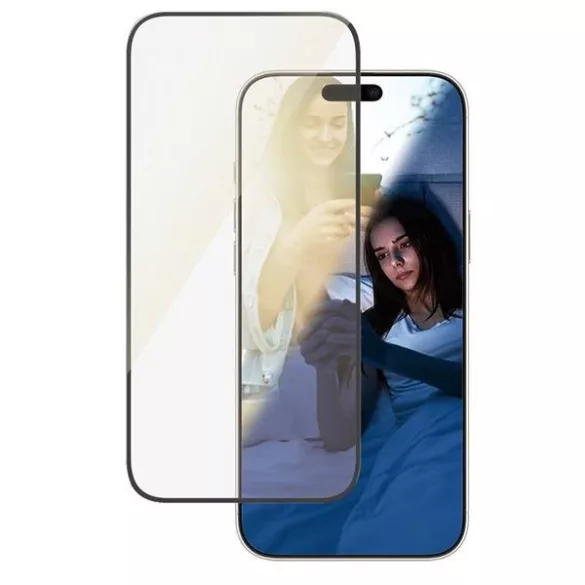 PanzerGlass EyeCare tükröződésmentes kékfény szűrős edzett üveg fekete szegéllyel iPhone 16 Pro Max