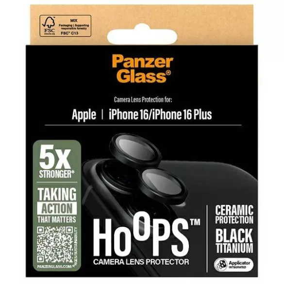 PanzerGlass Hoops Ceramic kamera lencse védő kerámiaüveg fekete szegéllyel iPhone 16/16 Plus