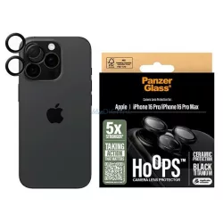   PanzerGlass Hoops Ceramic kamera lencse védő kerámiaüveg fekete szegéllyel iPhone 16 Pro/16 Pro Max