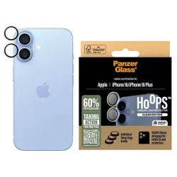   PanzerGlass Hoops kamera lencse védő edzett üveg átlátszó-fekete szegéllyel iPhone 16/16 Plus