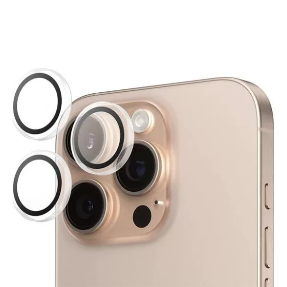 PanzerGlass Hoops kamera lencse védő edzett üveg átlátszó-fekete szegéllyel iPhone 16 Pro/16 Pro Max